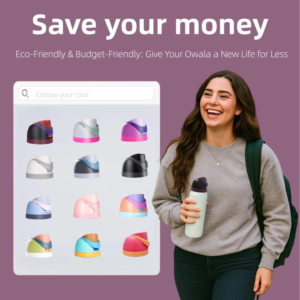 Replacement Lid for Owala Freesip – One-Button, Leakproof, BPA-Free Cap Compatible with Black Owala 16oz/24oz/32oz/40oz