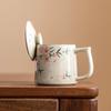 Hand-painted Peach Blossom Ceramic Mug with Lid Coffee Milk Water Cup Household Tea Cup Office Drinkware