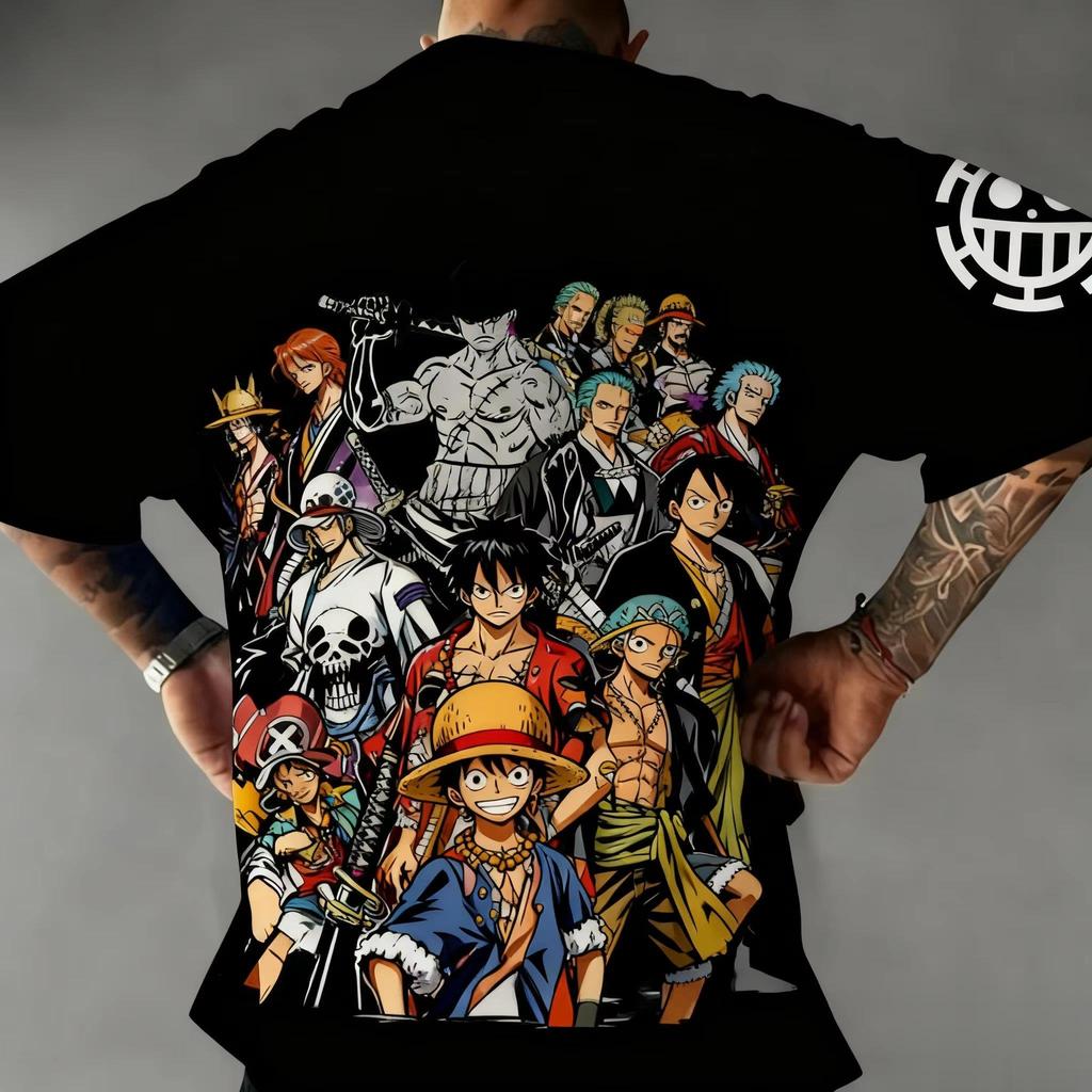Bandai One Piece Luffy Print Shortsleeved Loose Mens and Womens Summer Commuting Breathable Sports Cotton Tshirt 2026