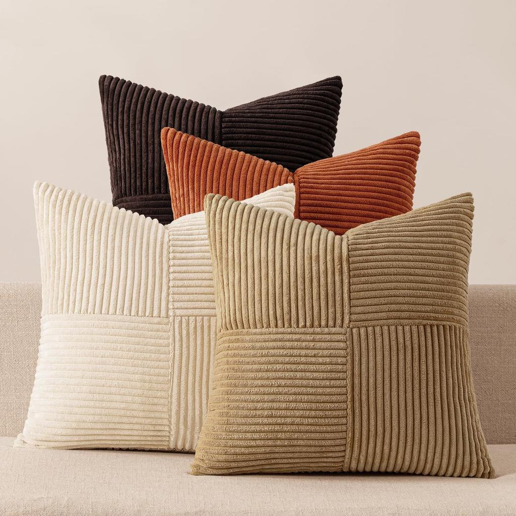 4 Pièces Housse de Coussin Décoratif Épaisse en Coton Uni, Housses de Coussin en Cachemire