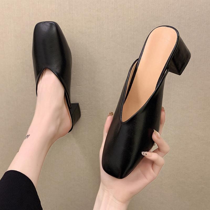 2025 Wearing Half Slippers Outside The Bao Head Female Grandma Shoes Spring and Summer New Coarse with Lazy Sandals Gentle Wind