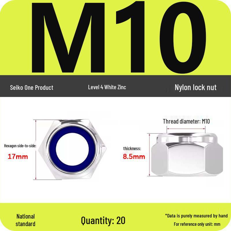 4.8-Grade Galvanized Black Nylon Anti-Loosening Self-Locking Nut for M3-M10 Threads