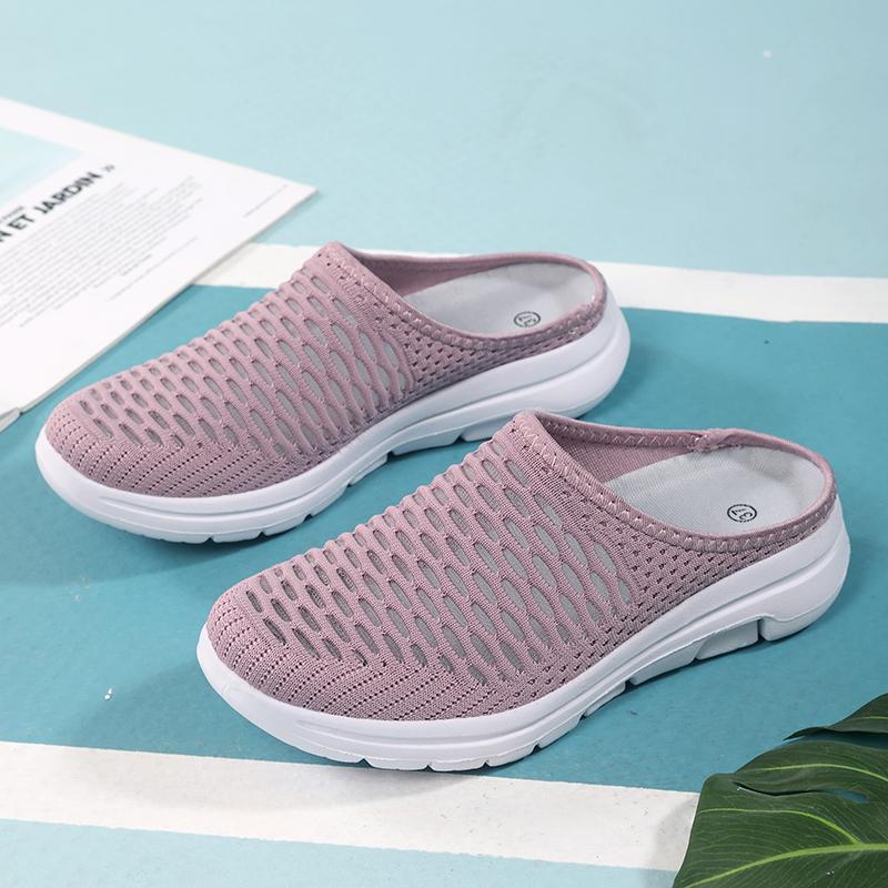 Fashion Shoe for Women New Hollowed Out Lazy Half Slippers Summer Mesh Comfortable Casual Soft Sole Breathable Women's Hiking Slippers