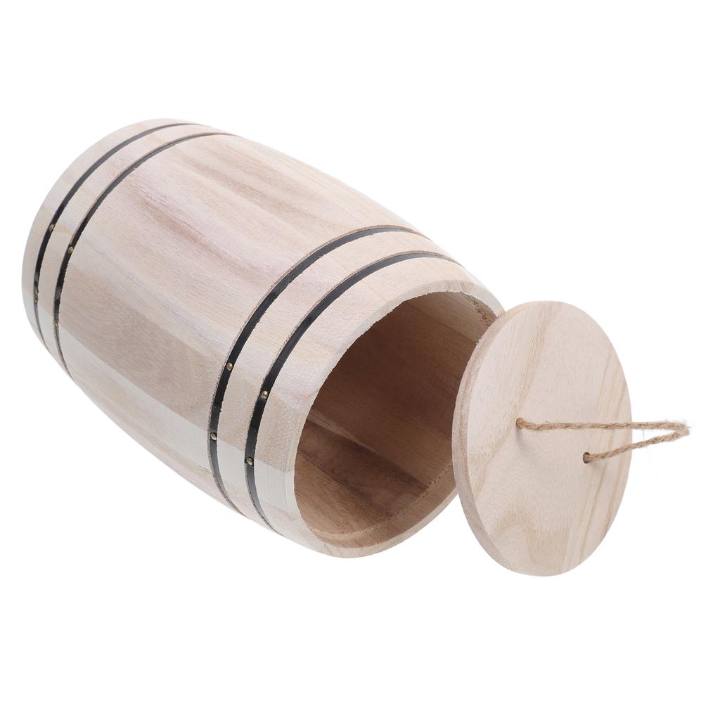 Natural Wood Pen Container Desk Ganizer Storage Cask For Beans Tea Office Supplies Figurine Decorative Bucket With Lid