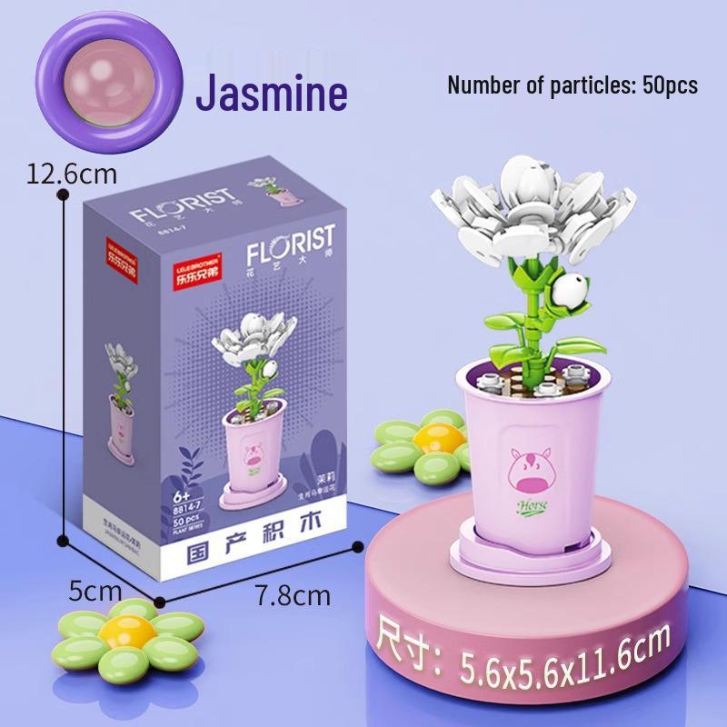 LEGO-Compatible Micro Blocks Eternal Flower Basket Bouquet - Educational Building Toy for Girls