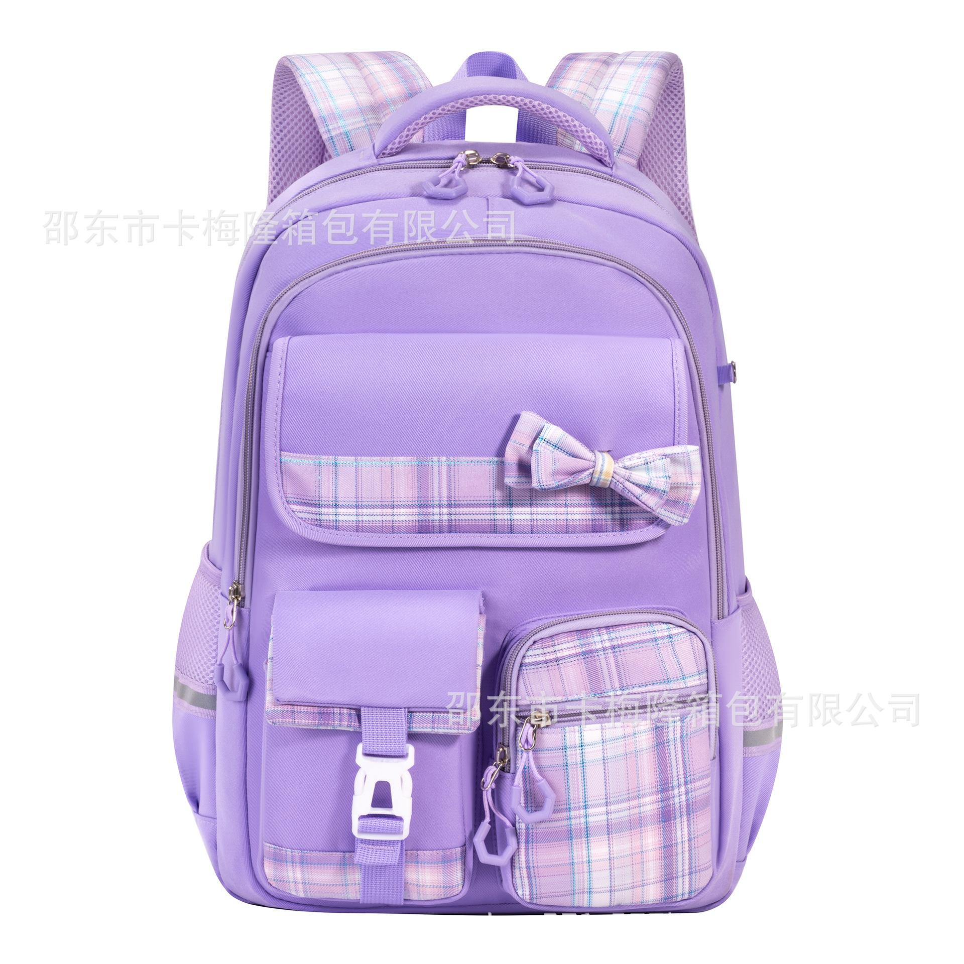 Bow Three-Piece Schoolbag Large Capacity Shoulder Junior High School Girls College Backpack