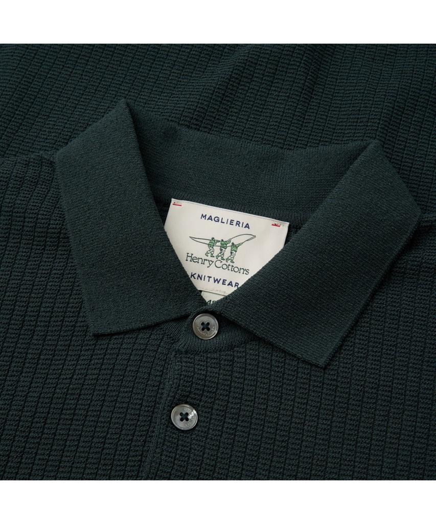 Henlikoteun Long Sleeve Textured Polo Knit Ahwas26611Grx