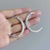Bohemia Sliver Color Hammering Pattern Metal Large Crescent Moon Pendant Dangle Earrings for Women Retro Simple Jewelry Gifts
