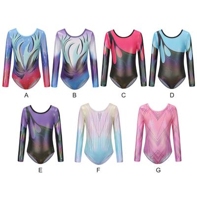 5-12 Years Kids Girls Ballet Gymnastics Dance Costumes Long Sleeve Bodysuit Dance Leotards