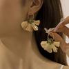 Fresh Green Drip Oil Flower Fan Stud Earrings