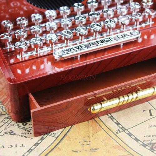 Vintage Imitation Wooden Music Box Eight-Tone Box Birthday Gift Girls Give Mother Children'S Typewriter Creative Gift