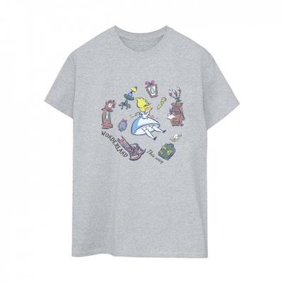 Womens/Ladies Alice In Wonderland Falling Cotton Boyfriend T-Shirt