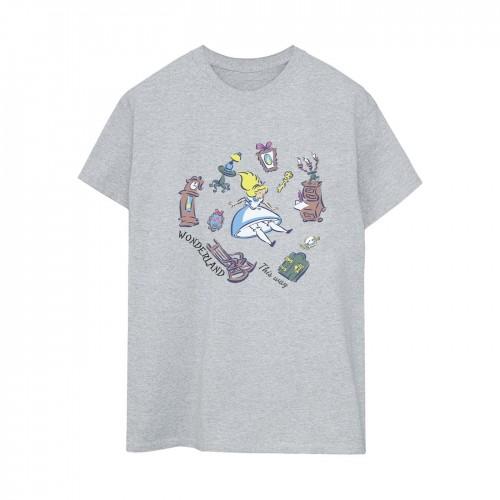 Disney Womens/Ladies Alice In Wonderland Falling Cotton Boyfriend T-Shirt