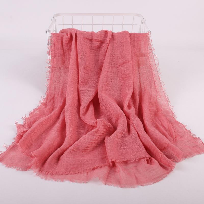 Ramadan Cotton Crinkle Headband Veil Scarves Women Solid Color  Head Wraps Long Scarves Turban Headband Muslim Fashion Headscarf