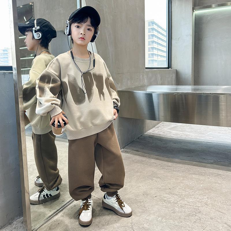 Boys Fashion Leisure Set 2025 Spring and Autumn Children Hoodie Handsome Sportswear Set