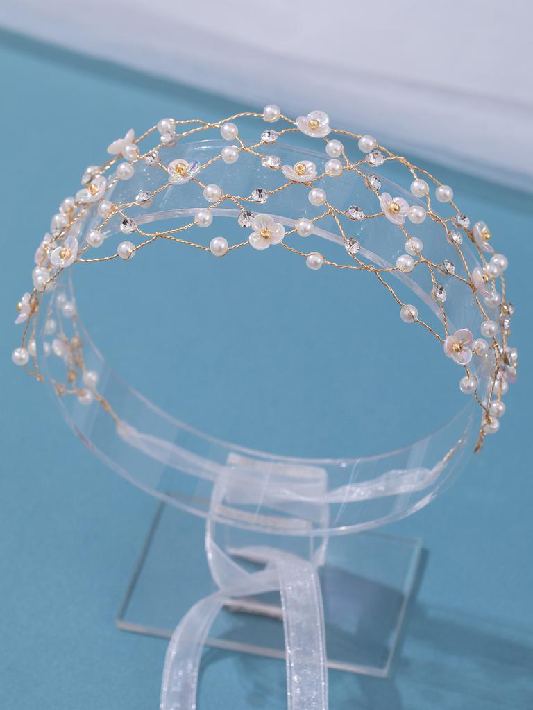 Simulated Pearls Headband Hair Chain for Bridal Wedding Headdress Tiara Jewelry Women Hair Accessories Wedding Noiva Hairbands
