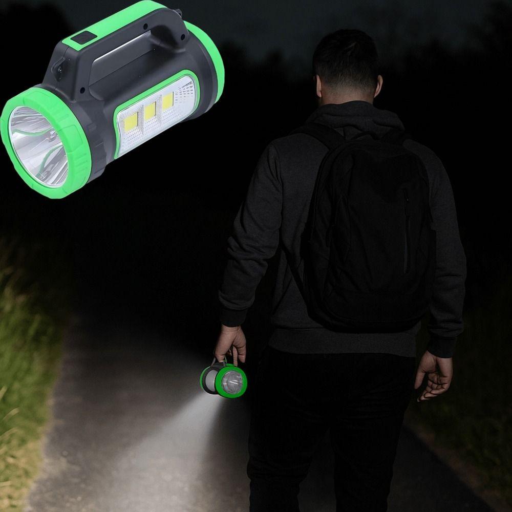 USB Rechargeable Solar LED Flashlight Super Bright Handheld Camping Lantern with Side Lights Long Lasting