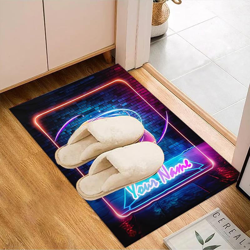 1PC Custom Name Neon Lights Dreams Theme Floor Mat Ideal for Living Room, Game Rooms, Office, Bedroom Floor Mat Playful Design