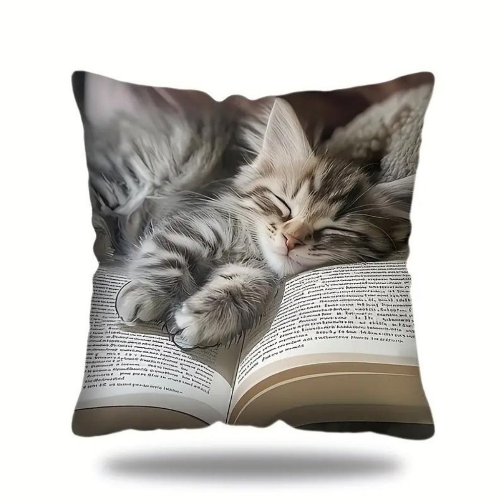 New Super Soft Pillowcase 2D Pattern Simulated Embroidery Cushion Cover Rabbit Cats Sheep 18x18in Sofa Pillow Cover Home Decor