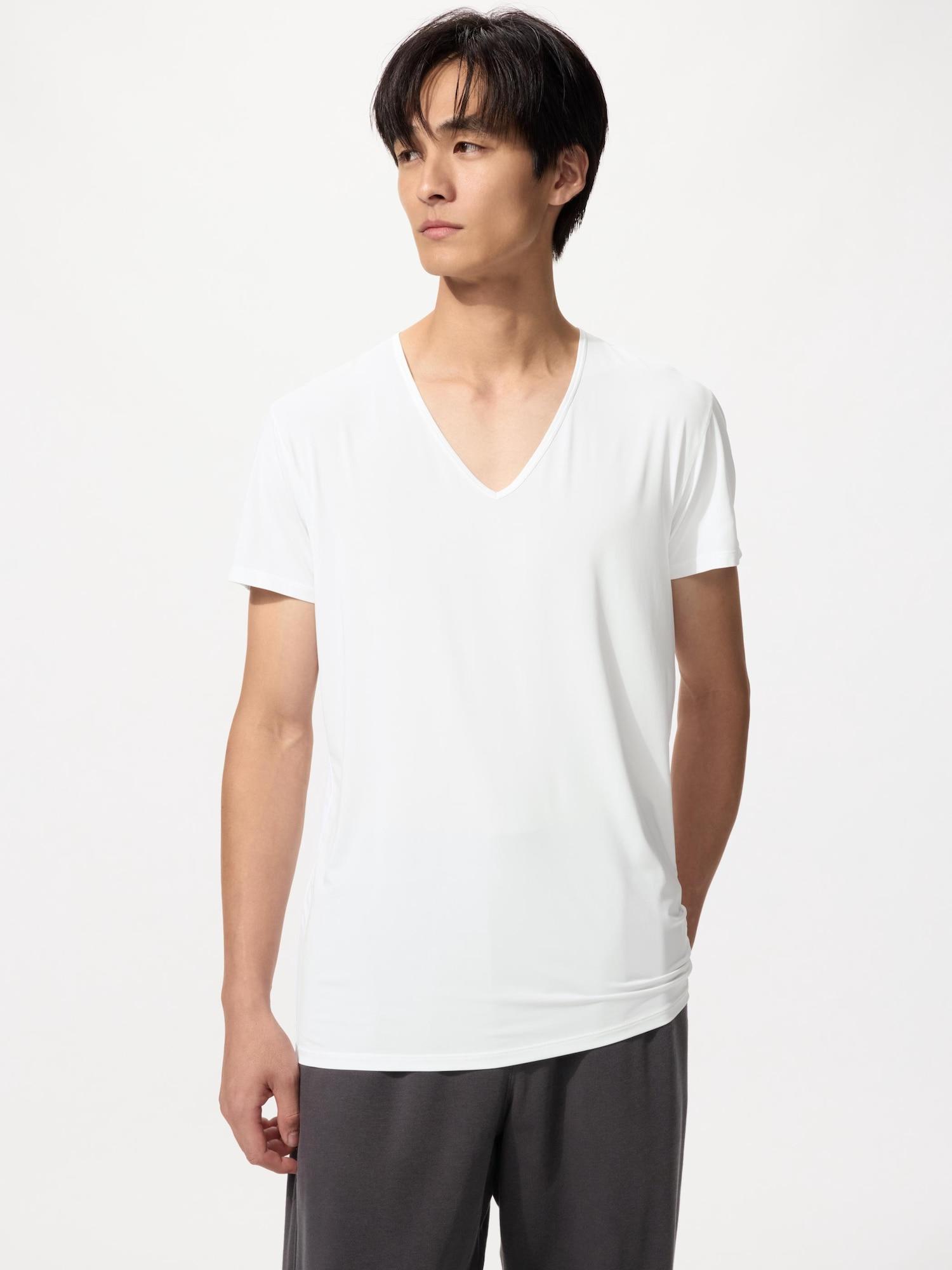 Футболка Uniqlo Japan Airism с V-образным вырезом и коротким рукавом 00 WHITEXS 1880₽