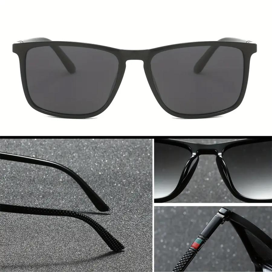 Classic Square Men's Sunglasses Comfortable Lightweight Black Frame Glasses Ideal for Travel Photography Gifts