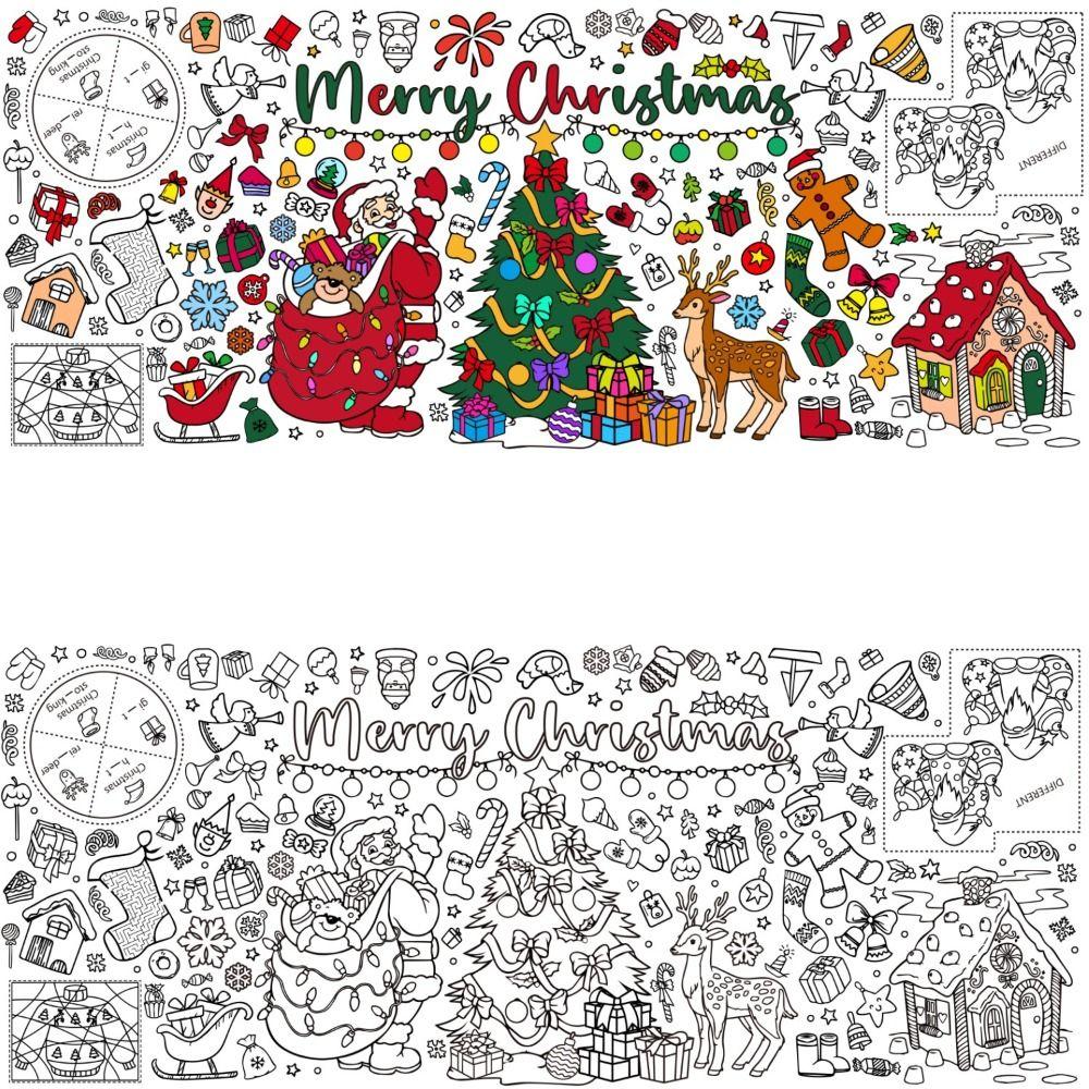 Large Doodle Tablecloth Drawing Paper Christmas Background Decor  Christmas Decor