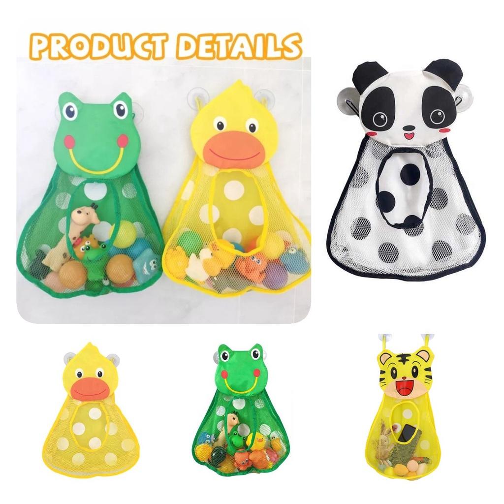 Panda Cartoon Baby Bath Kids Toy Drain Storage Net Bag Mesh Holder Cup Suction