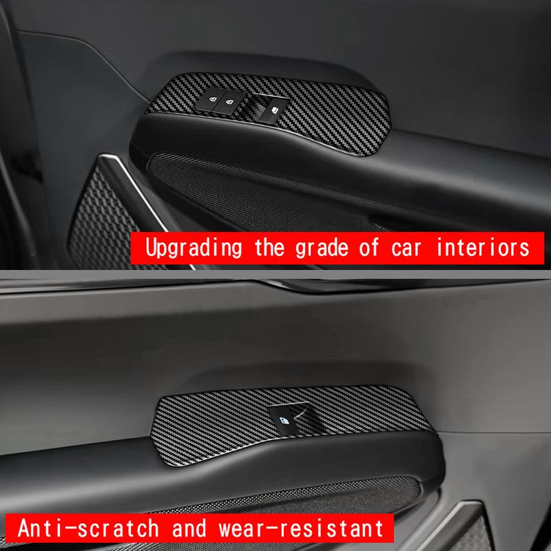 For KIA EV9 2024 2025 ABS CarbonFiber Car window switch panel cover trim Window Lift Switch Panel Trim Interior Accessories