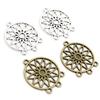 10pcs Metal Round Flower Charms Pendant with 3 Loops Connector Tassel Pendant 33x26mm DIY Jewelry Making Findings Accessories