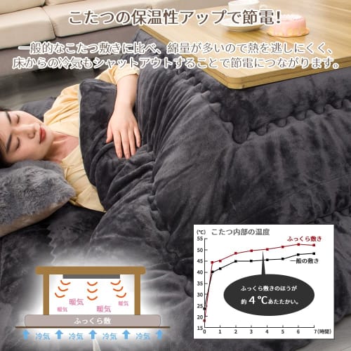 Peto-Raifu Kotatsu Mat, Kotatsu Underlay, Extra Thick Rug with Heat-Storing Filling, Moisture-Absorbing and Heat-Generating, Rectangular, Extra Thick,