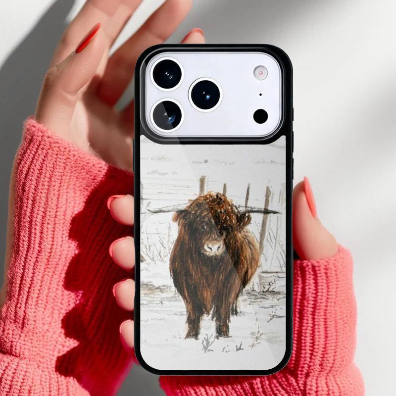 Hochlandrinder Handyhülle für iPhone 17 16 15 14 13 Pro Max Rückabdeckung für 12 11 Pro Hülle