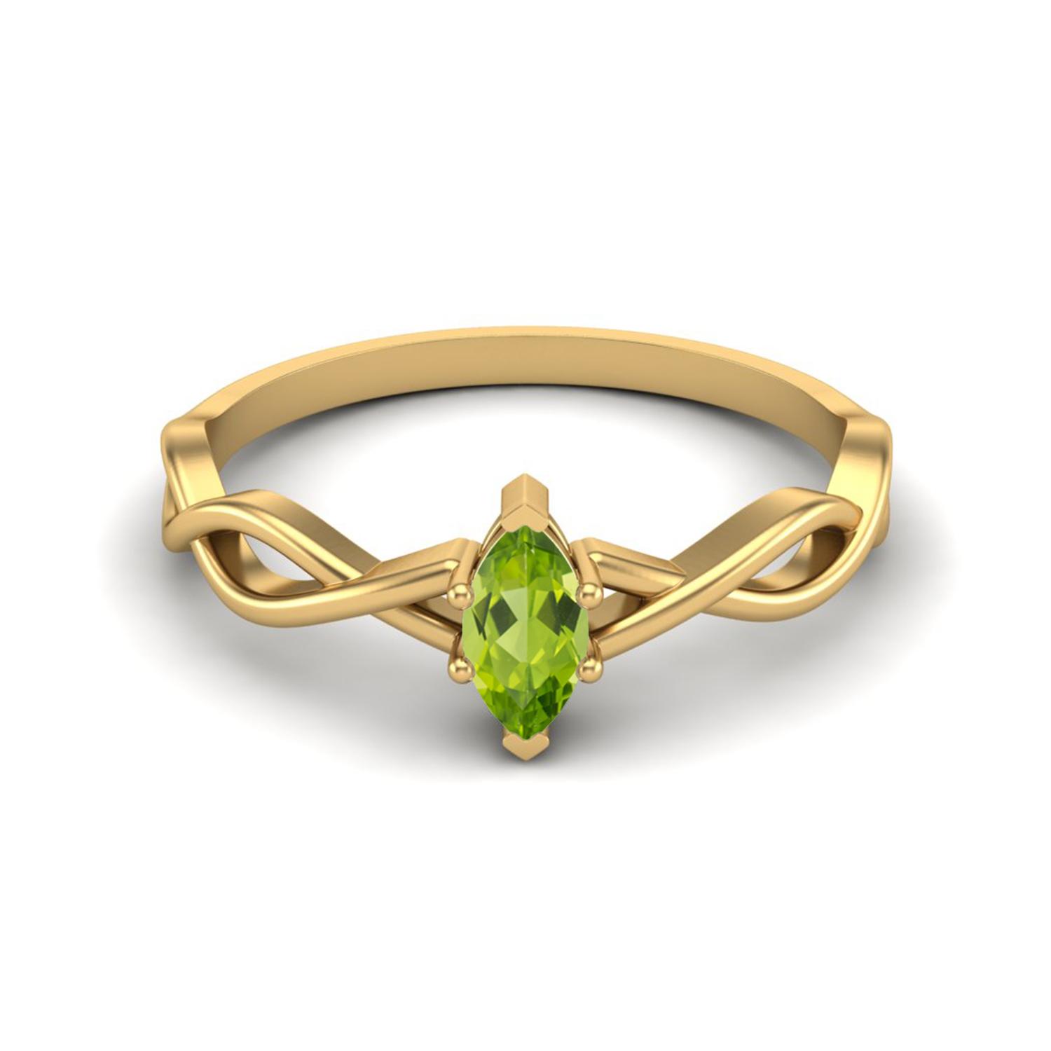 1.00 Ctw Marquise Peridot Solitaire Split Shank 925 Sterling Silver Gold Vermeil Women Wedding Ring 9