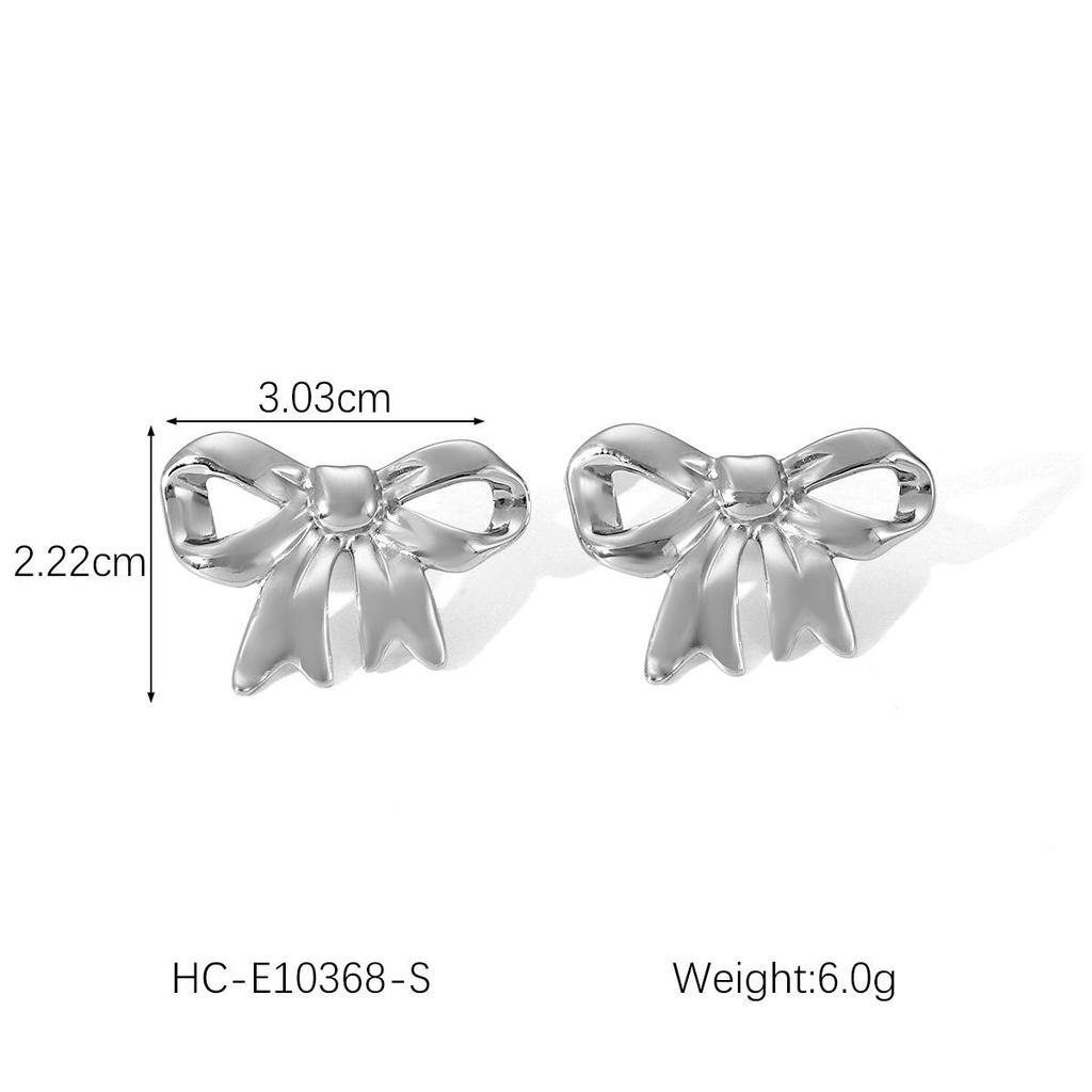 Versatile Titanium Steel 18K Gold Bow Earrings: Women's High-End European/American Style