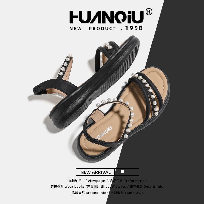 Global casual sandals women's XHQ-GH106 new summer fairy wind word with pearl heightening shoes women