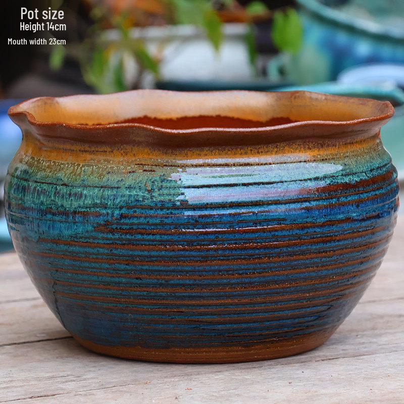 Personalized Large Ceramic Succulent Flower Pot with Wide Caliber - Free Shipping