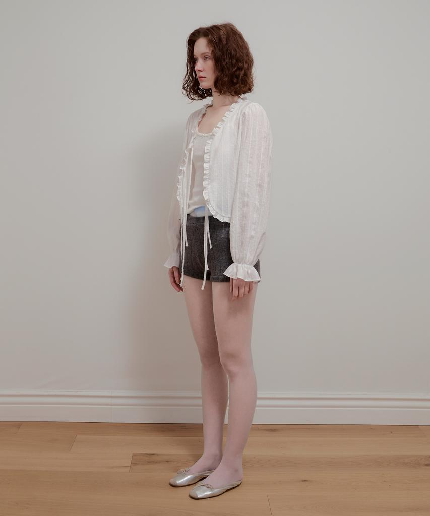 Aobteu Ribbed Knit Shorts - Charcoal