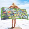 Cartoon Road Traffic Pattern Printing Series Seaside Vacation Beach Towel Swimming Bath Towel