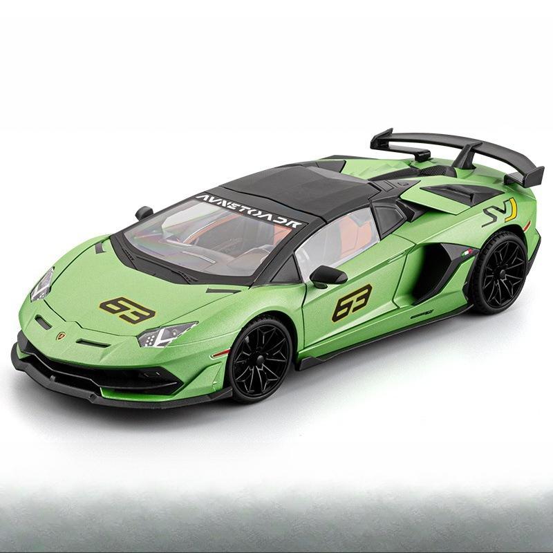 1:18 SJV63 simulation alloy classic sports car model sound and light pull back toy car ornament