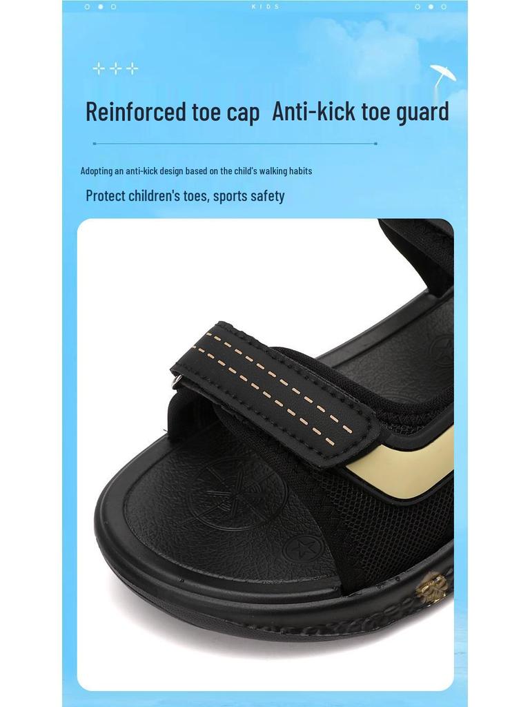 Big Brand Boys' Non-Slip Sandals - 2024 Korean Style for Medium to Large Kids, Soft Sole Summer Beach Shoes