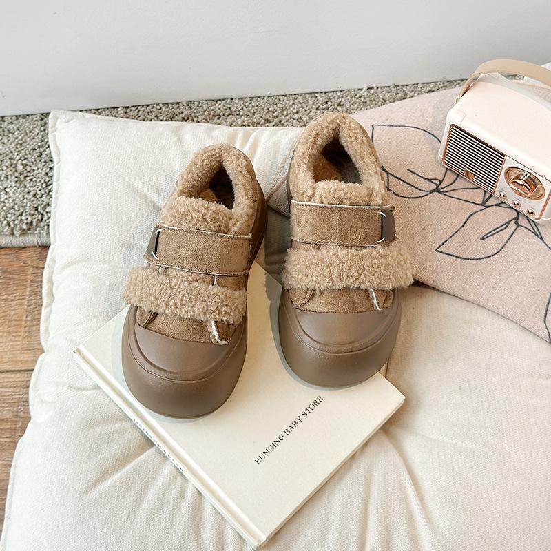Winter New Children's Shoes Girls Korean Style Lamb Wool Girl Cotton Shoes Thicken Velvet Warm Anti-kick Furry Shoes H10161