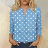 Women's Printed Cotton Linen Neck Shirt with Three-Quarter Sleeves