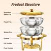 Golden insulated food pot set, including 5-quart round stainless steel insulated pot, lid, and bracket. Suitable for parties