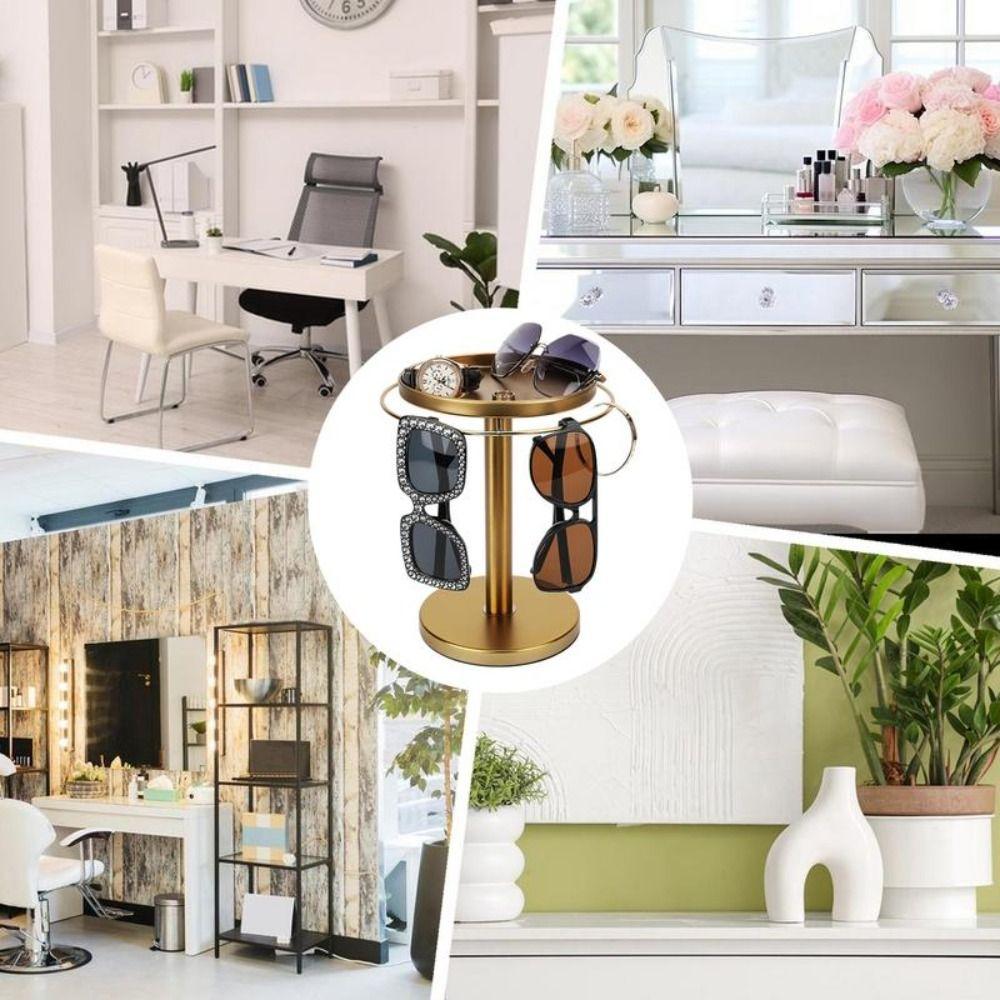 Stainless Steel Eyeglass Display Rack 360° Rotating Sunglasses Holder  for Dresser