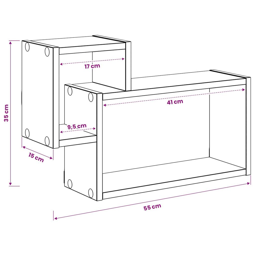 Wall Shelf Wall Mount Brown 55 x 15 x 35 cm Particleboard