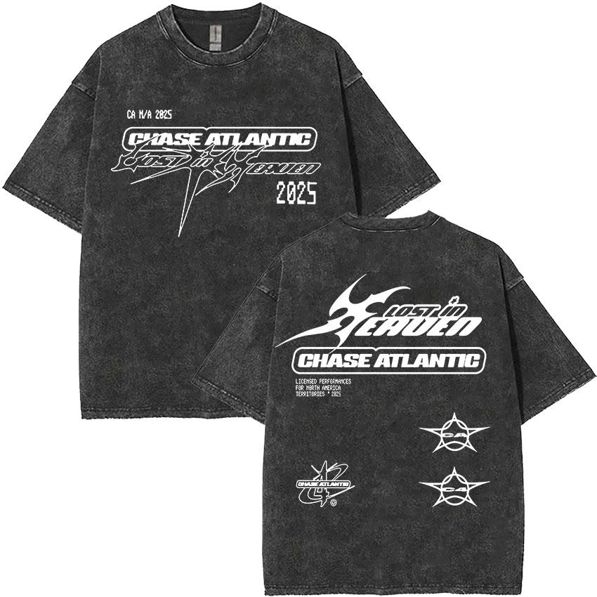Chase Atlantic Ztraceni v Evropě a UK Turné 2025 Album Vintage Praná Pánská Hip Hop Gotická Trička Streetwear s Krátkým Rukávem