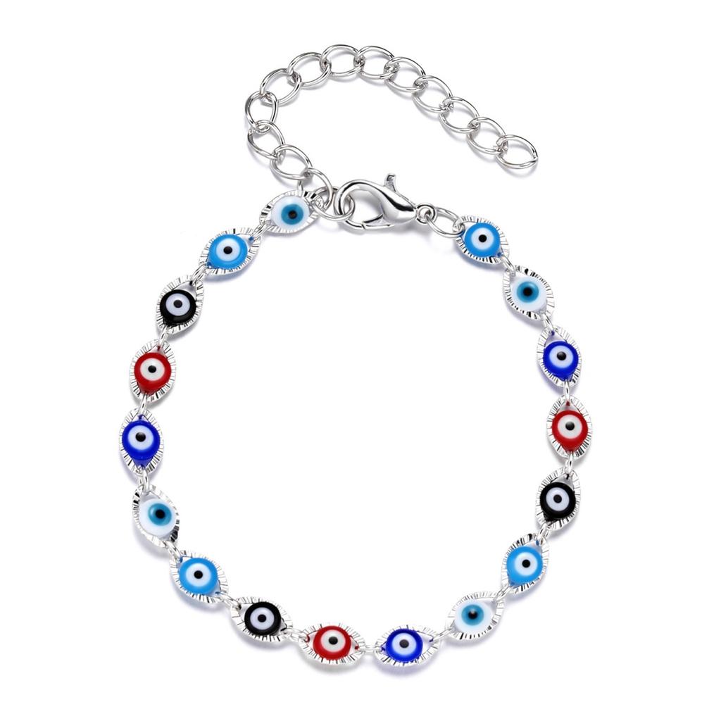 Vintage Turkish Blue Evil Eyes Bracelets For Women Men  Demon Eye Link Chain Friendship Bracelet Lucky Prayer Jewelry