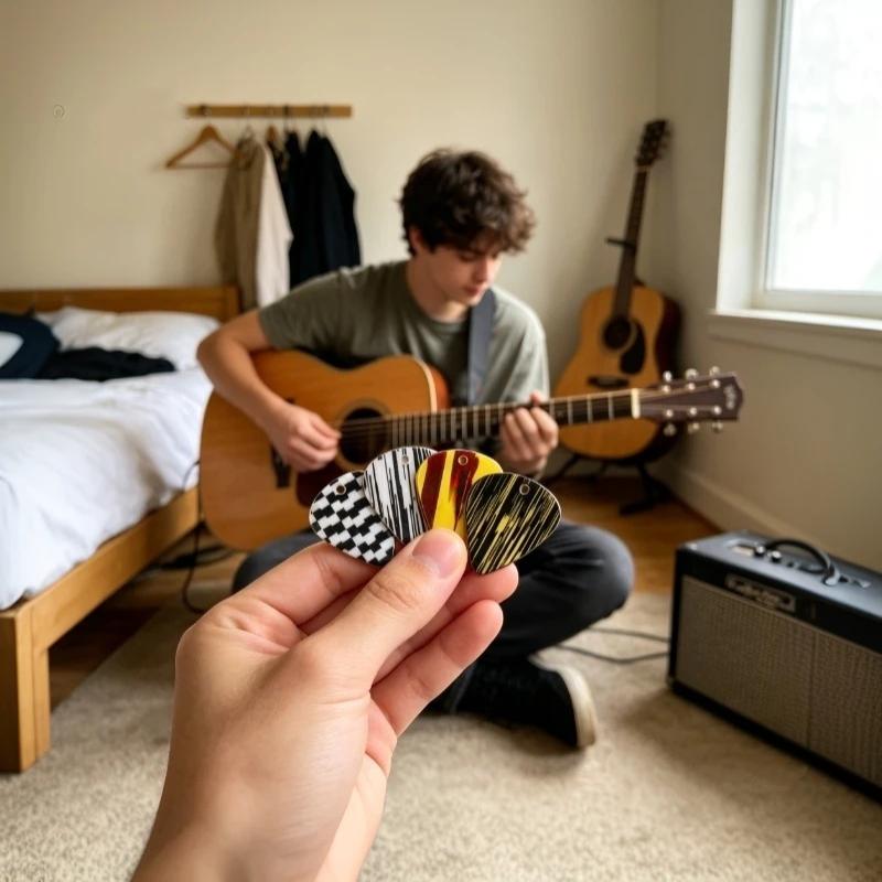 Non-slip Comfort Grip Guitar Picks 1Pcs Celluloid Art Pattern for Electric Guitar Practice Live Stage Use