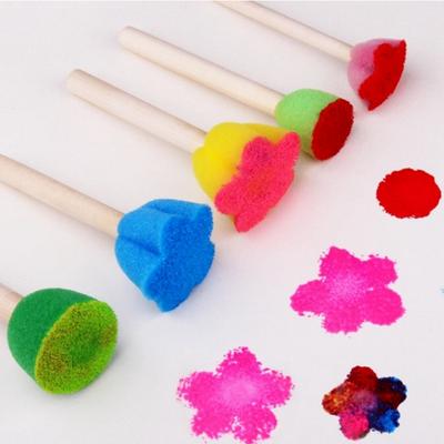 5pcs Assorted Round Paint Foam Sponge Brush Set Painting Tools Stippler for Kids Painting Crafts and DIY Art Graffiti Painting
