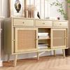 ModernLuxe Buffet with 3 Drawers and 3 Sliding Doors In Woven Rattan - Adjustable Shelves - Natural