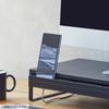 LIHIT LAB Computer Stand, Monitor Stand, Desk Stand, 590mm Wide, with Drawer, Matte Black, A7338-124